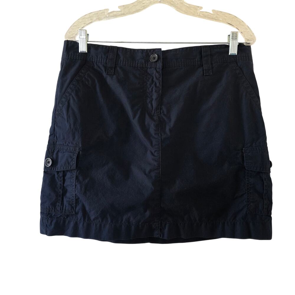 Lands End Black Cargo Skort Women Size 10 Casual Outdoor Pockets Cotton